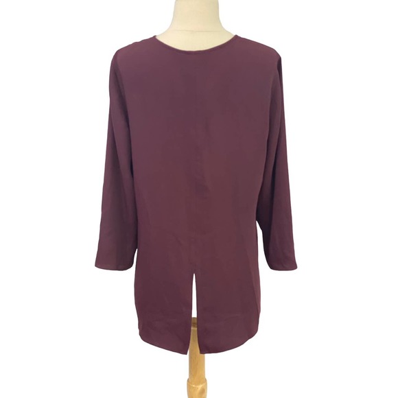 Nic+Zoe Harbour Town Split Neck Tunic Blouse Winterberry Purple Poly NWT Size M - Picture 6 of 10